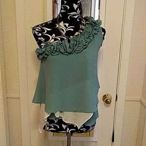 Papaya Forest Green Off Shoulder Top